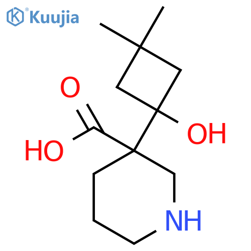 3-(1-hydroxy-3,3-dimethylcyclobutyl)piperidine-3-carboxylic acid structure