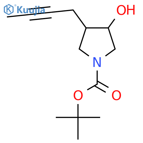 tert-butyl 3-(but-2-yn-1-yl)-4-hydroxypyrrolidine-1-carboxylate structure