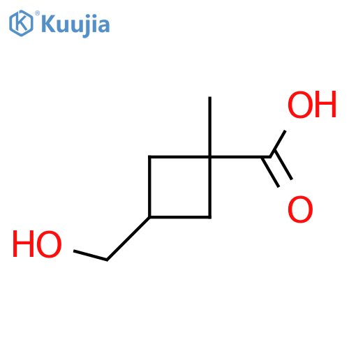3-(hydroxymethyl)-1-methylcyclobutane-1-carboxylic acid structure