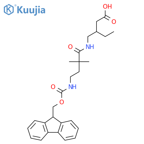 3-{4-({(9H-fluoren-9-yl)methoxycarbonyl}amino)-2,2-dimethylbutanamidomethyl}pentanoic acid structure