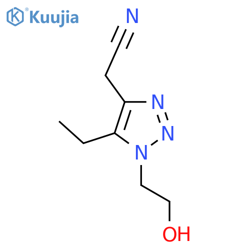 2-5-ethyl-1-(2-hydroxyethyl)-1H-1,2,3-triazol-4-ylacetonitrile structure
