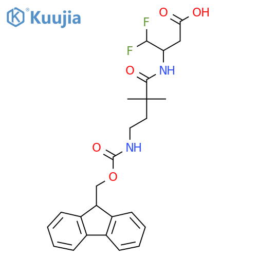 3-4-({(9H-fluoren-9-yl)methoxycarbonyl}amino)-2,2-dimethylbutanamido-4,4-difluorobutanoic acid structure
