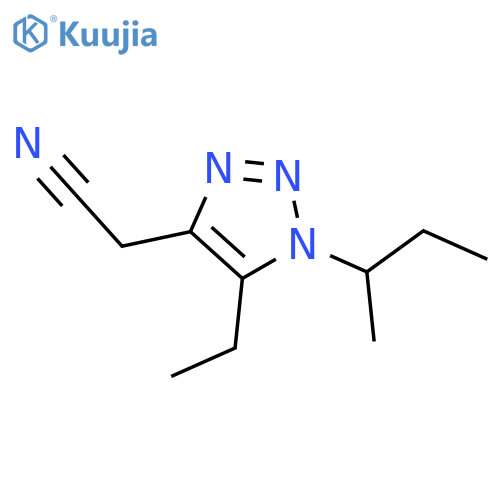 2-1-(butan-2-yl)-5-ethyl-1H-1,2,3-triazol-4-ylacetonitrile structure