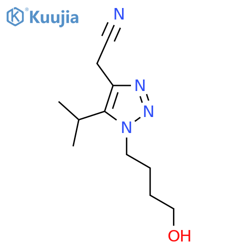 2-1-(4-hydroxybutyl)-5-(propan-2-yl)-1H-1,2,3-triazol-4-ylacetonitrile structure