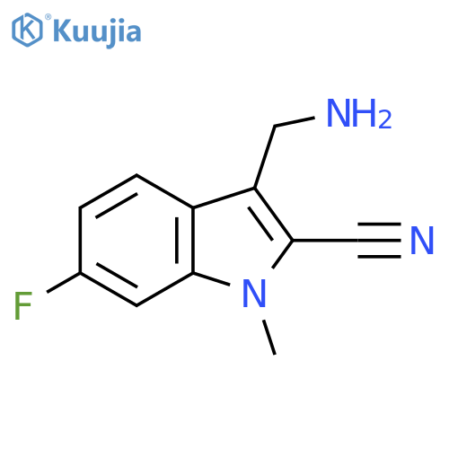 3-(aminomethyl)-6-fluoro-1-methyl-1H-indole-2-carbonitrile structure