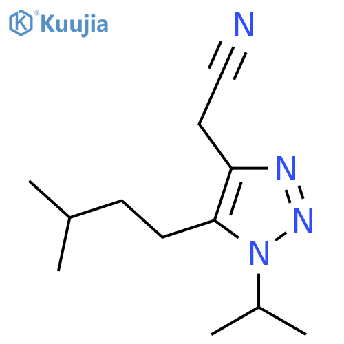2-5-(3-methylbutyl)-1-(propan-2-yl)-1H-1,2,3-triazol-4-ylacetonitrile structure