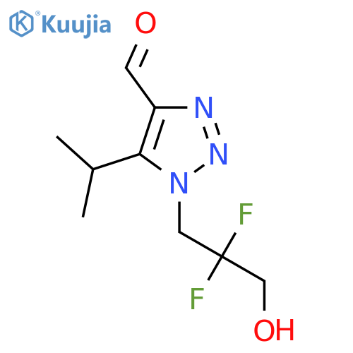 1-(2,2-difluoro-3-hydroxypropyl)-5-(propan-2-yl)-1H-1,2,3-triazole-4-carbaldehyde structure