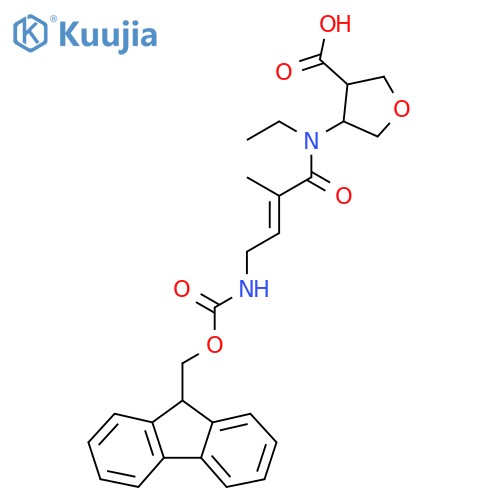 4-N-ethyl-4-({(9H-fluoren-9-yl)methoxycarbonyl}amino)-2-methylbut-2-enamidooxolane-3-carboxylic acid structure