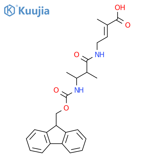 4-3-({(9H-fluoren-9-yl)methoxycarbonyl}amino)-2-methylbutanamido-2-methylbut-2-enoic acid structure