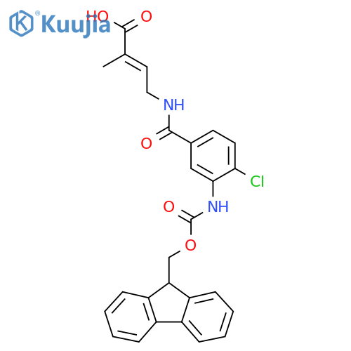 4-{4-chloro-3-({(9H-fluoren-9-yl)methoxycarbonyl}amino)phenylformamido}-2-methylbut-2-enoic acid structure