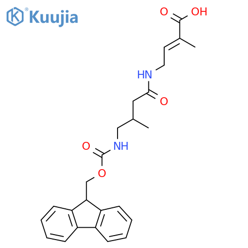 4-4-({(9H-fluoren-9-yl)methoxycarbonyl}amino)-3-methylbutanamido-2-methylbut-2-enoic acid structure