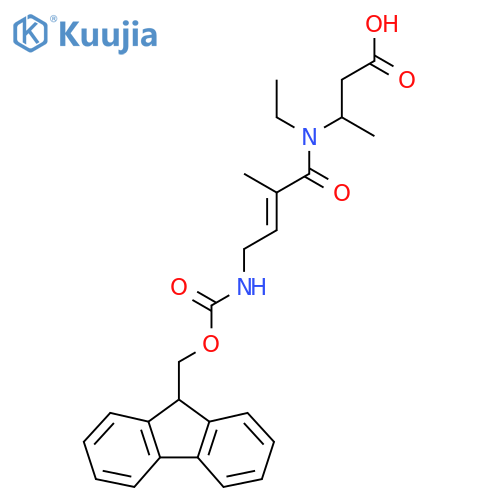 3-N-ethyl-4-({(9H-fluoren-9-yl)methoxycarbonyl}amino)-2-methylbut-2-enamidobutanoic acid structure