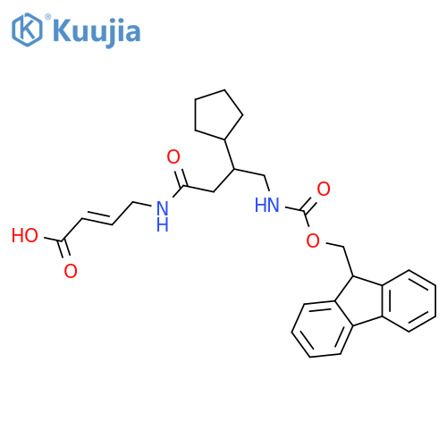 4-3-cyclopentyl-4-({(9H-fluoren-9-yl)methoxycarbonyl}amino)butanamidobut-2-enoic acid structure