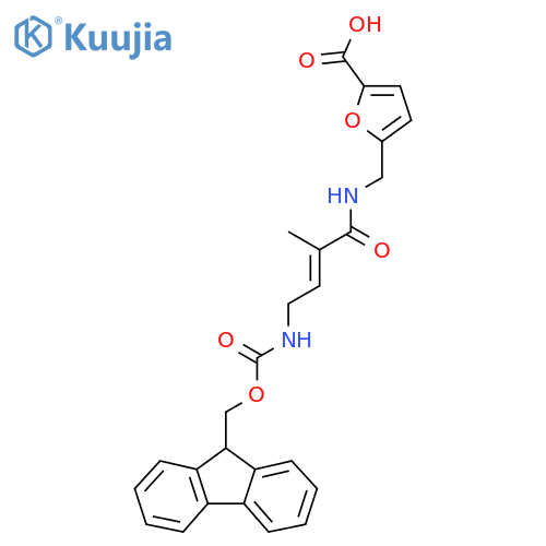 5-{4-({(9H-fluoren-9-yl)methoxycarbonyl}amino)-2-methylbut-2-enamidomethyl}furan-2-carboxylic acid structure