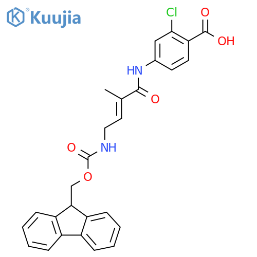 2-chloro-4-4-({(9H-fluoren-9-yl)methoxycarbonyl}amino)-2-methylbut-2-enamidobenzoic acid structure