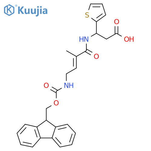 3-4-({(9H-fluoren-9-yl)methoxycarbonyl}amino)-2-methylbut-2-enamido-3-(thiophen-2-yl)propanoic acid structure