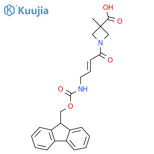 1-4-({(9H-fluoren-9-yl)methoxycarbonyl}amino)but-2-enoyl-3-methylazetidine-3-carboxylic acid structure