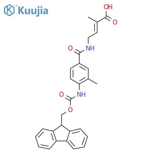 4-{4-({(9H-fluoren-9-yl)methoxycarbonyl}amino)-3-methylphenylformamido}-2-methylbut-2-enoic acid structure