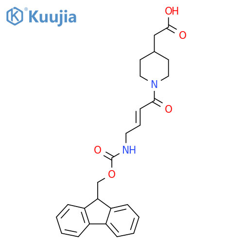 2-{1-4-({(9H-fluoren-9-yl)methoxycarbonyl}amino)but-2-enoylpiperidin-4-yl}acetic acid structure