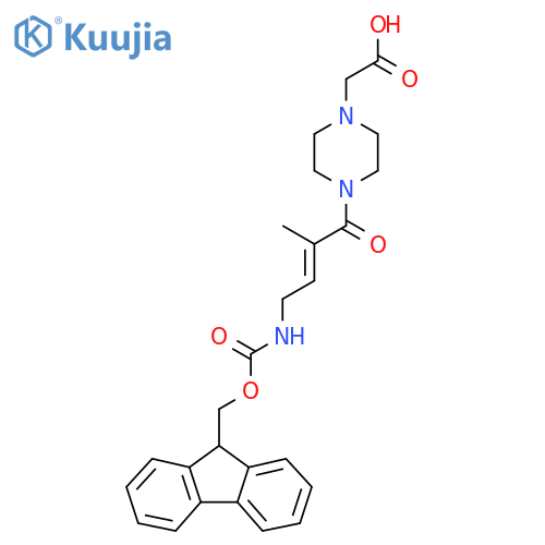 2-{4-4-({(9H-fluoren-9-yl)methoxycarbonyl}amino)-2-methylbut-2-enoylpiperazin-1-yl}acetic acid structure