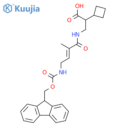 2-cyclobutyl-3-4-({(9H-fluoren-9-yl)methoxycarbonyl}amino)-2-methylbut-2-enamidopropanoic acid structure