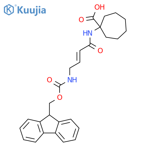 1-4-({(9H-fluoren-9-yl)methoxycarbonyl}amino)but-2-enamidocycloheptane-1-carboxylic acid structure