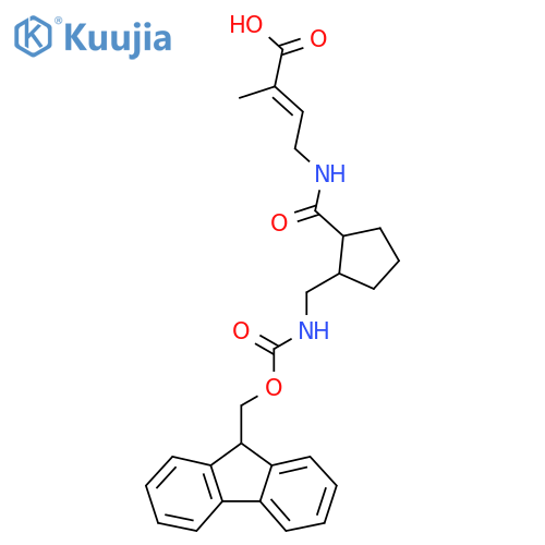 4-({2-({(9H-fluoren-9-yl)methoxycarbonyl}amino)methylcyclopentyl}formamido)-2-methylbut-2-enoic acid structure