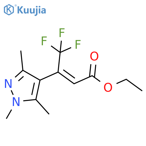 ethyl (2Z)-4,4,4-trifluoro-3-(trimethyl-1H-pyrazol-4-yl)but-2-enoate structure