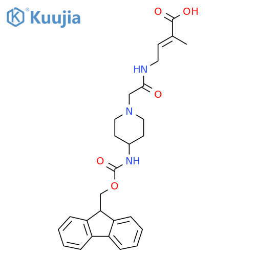 4-{2-4-({(9H-fluoren-9-yl)methoxycarbonyl}amino)piperidin-1-ylacetamido}-2-methylbut-2-enoic acid structure