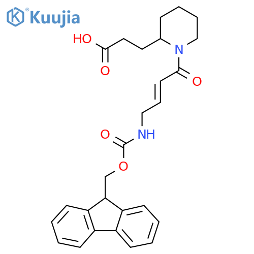 3-{1-4-({(9H-fluoren-9-yl)methoxycarbonyl}amino)but-2-enoylpiperidin-2-yl}propanoic acid structure