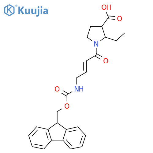 2-ethyl-1-4-({(9H-fluoren-9-yl)methoxycarbonyl}amino)but-2-enoylpyrrolidine-3-carboxylic acid structure