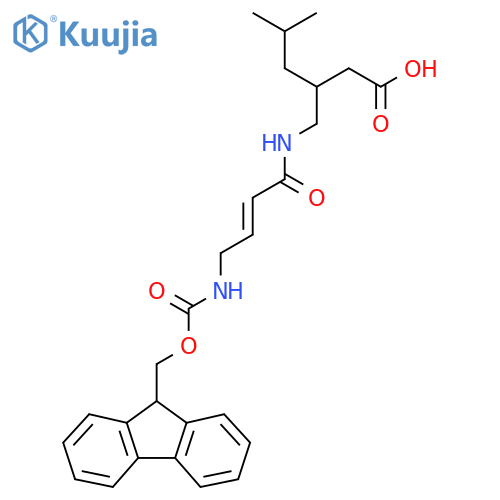 3-{4-({(9H-fluoren-9-yl)methoxycarbonyl}amino)but-2-enamidomethyl}-5-methylhexanoic acid structure