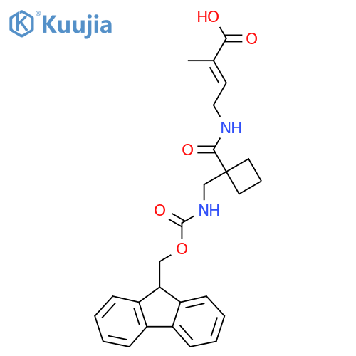 4-({1-({(9H-fluoren-9-yl)methoxycarbonyl}amino)methylcyclobutyl}formamido)-2-methylbut-2-enoic acid structure
