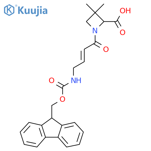 1-4-({(9H-fluoren-9-yl)methoxycarbonyl}amino)but-2-enoyl-3,3-dimethylazetidine-2-carboxylic acid structure
