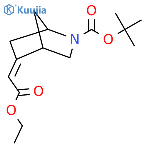 tert-butyl (5Z)-5-(2-ethoxy-2-oxoethylidene)-2-azabicyclo2.2.1heptane-2-carboxylate structure