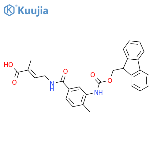 4-{3-({(9H-fluoren-9-yl)methoxycarbonyl}amino)-4-methylphenylformamido}-2-methylbut-2-enoic acid structure