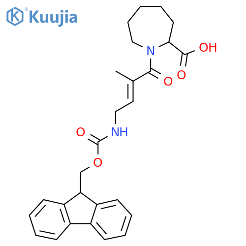 1-4-({(9H-fluoren-9-yl)methoxycarbonyl}amino)-2-methylbut-2-enoylazepane-2-carboxylic acid structure