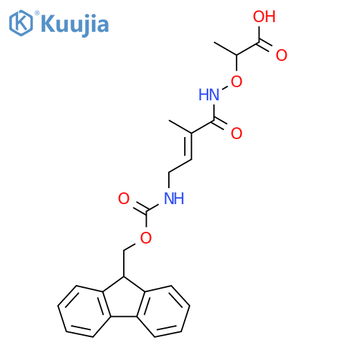 2-{4-({(9H-fluoren-9-yl)methoxycarbonyl}amino)-2-methylbut-2-enamidooxy}propanoic acid structure