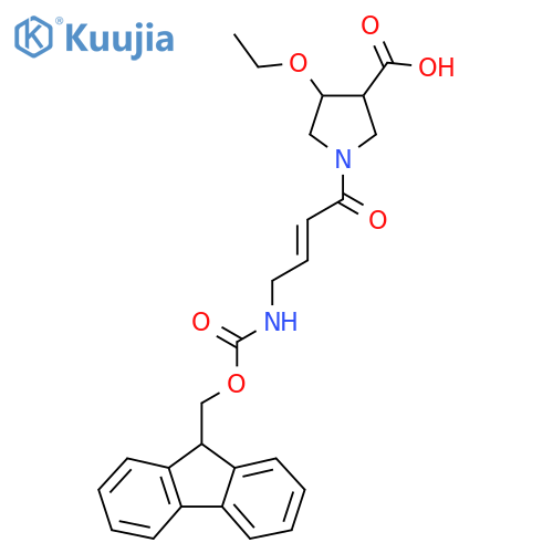 4-ethoxy-1-4-({(9H-fluoren-9-yl)methoxycarbonyl}amino)but-2-enoylpyrrolidine-3-carboxylic acid structure