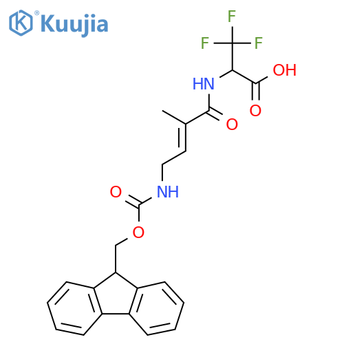 2-4-({(9H-fluoren-9-yl)methoxycarbonyl}amino)-2-methylbut-2-enamido-3,3,3-trifluoropropanoic acid structure
