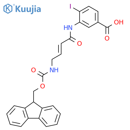 3-4-({(9H-fluoren-9-yl)methoxycarbonyl}amino)but-2-enamido-4-iodobenzoic acid structure
