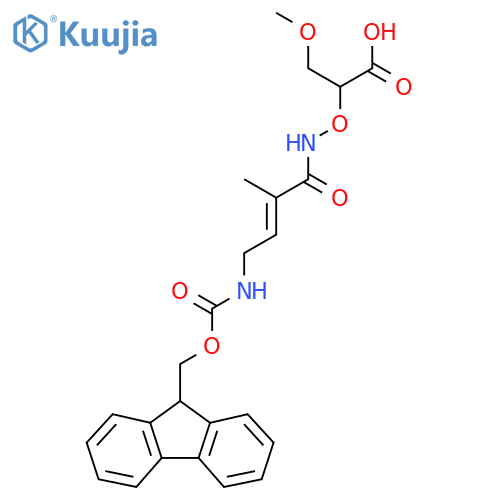 2-{4-({(9H-fluoren-9-yl)methoxycarbonyl}amino)-2-methylbut-2-enamidooxy}-3-methoxypropanoic acid structure