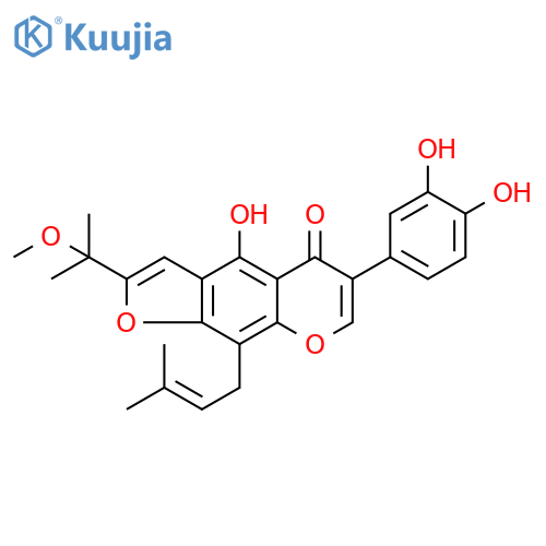 5H-Furo[3,2-g][1]benzopyran-5-one, 6-(3,4-dihydroxyphenyl)-4-hydroxy-2-(1-methoxy-1-methylethyl)-9-(3-methyl-2-buten-1-yl)-; structure