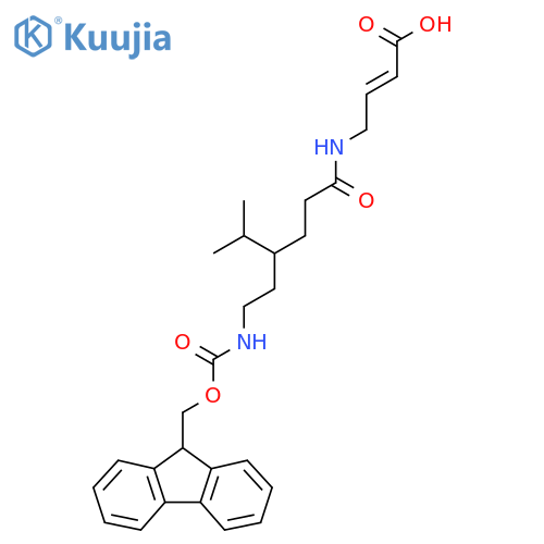 4-{4-2-({(9H-fluoren-9-yl)methoxycarbonyl}amino)ethyl-5-methylhexanamido}but-2-enoic acid structure
