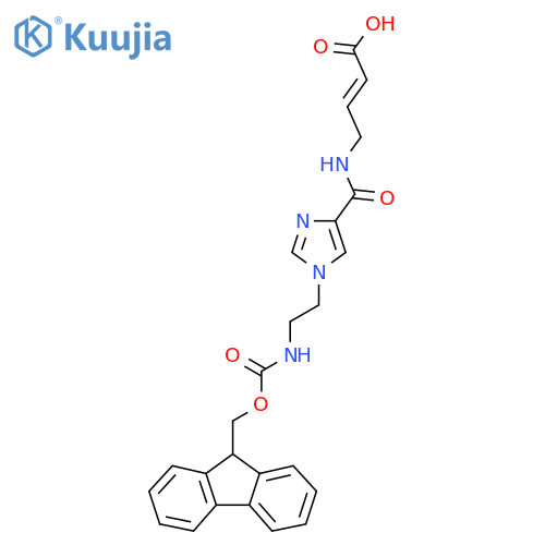 4-({1-2-({(9H-fluoren-9-yl)methoxycarbonyl}amino)ethyl-1H-imidazol-4-yl}formamido)but-2-enoic acid structure