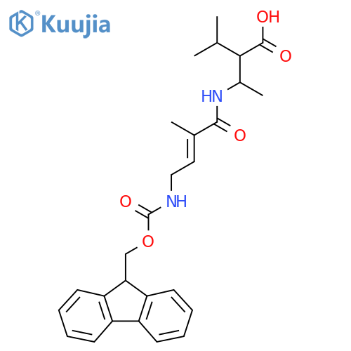 3-4-({(9H-fluoren-9-yl)methoxycarbonyl}amino)-2-methylbut-2-enamido-2-(propan-2-yl)butanoic acid structure