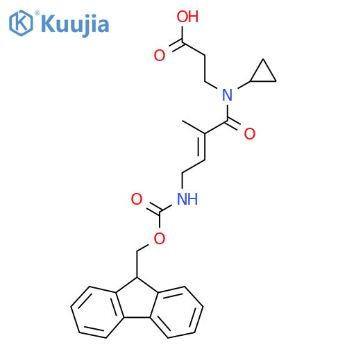 3-N-cyclopropyl-4-({(9H-fluoren-9-yl)methoxycarbonyl}amino)-2-methylbut-2-enamidopropanoic acid structure