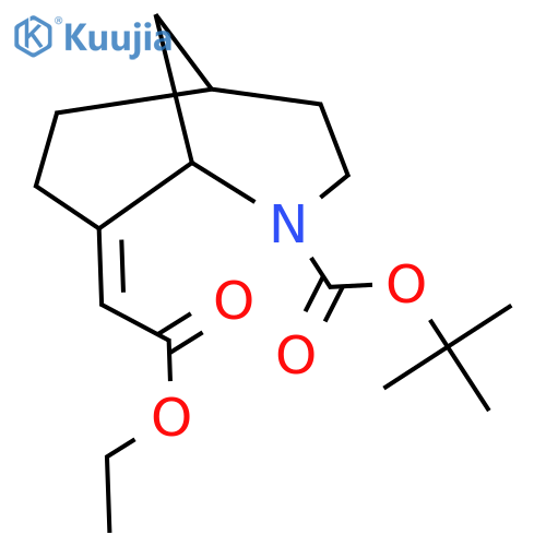 tert-butyl (8Z)-8-(2-ethoxy-2-oxoethylidene)-2-azabicyclo3.3.1nonane-2-carboxylate structure