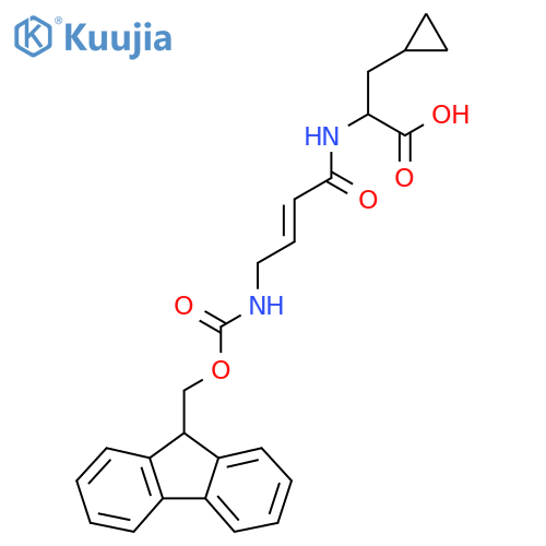 3-cyclopropyl-2-4-({(9H-fluoren-9-yl)methoxycarbonyl}amino)but-2-enamidopropanoic acid structure