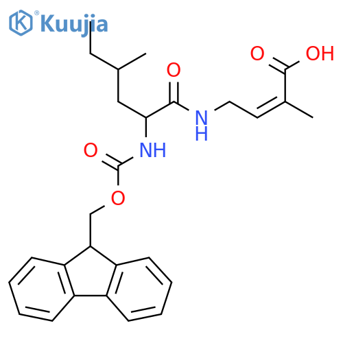 4-2-({(9H-fluoren-9-yl)methoxycarbonyl}amino)-4-methylhexanamido-2-methylbut-2-enoic acid structure